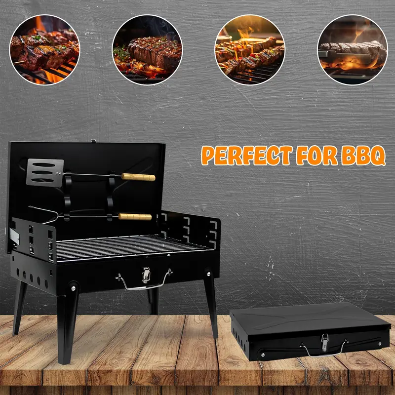 Portable Folding Charcoal BBQ Barbecue Camping Grill Travel Picnic Outdoor  UK 2