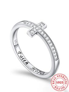 S925 Sterling Silver Fashion Cross Design Ring, Fashion Jewelry for Party, Daily Clothing Decor, Trendy All-match & Exquisite Jewelry for Birthday Gift