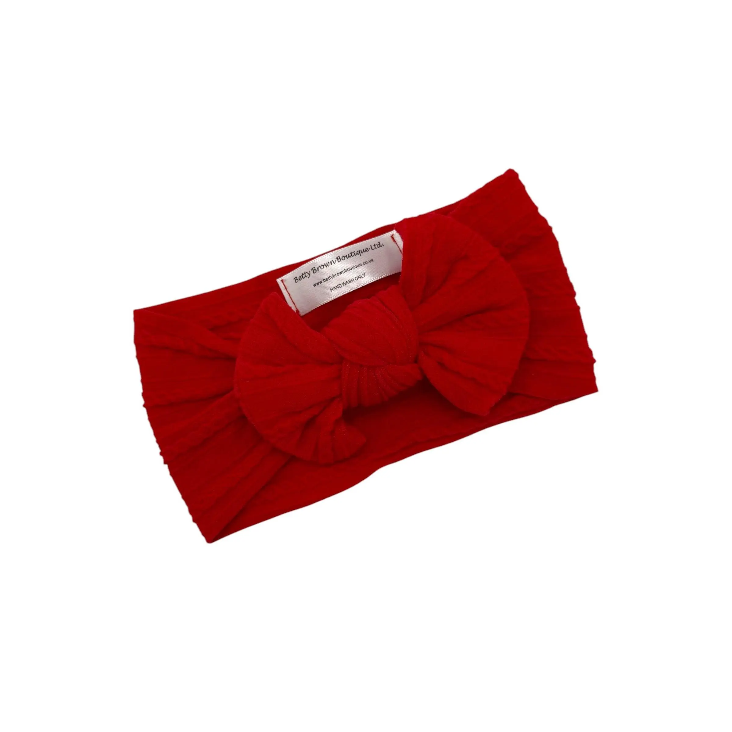 Red Cable Knit Smaller Bow Headband