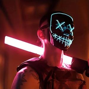 LED Light Up Mask, 1 Set Glow in The Dark Mask, Scary Role Playing Mask for Party, Carnival, Cosplay, My Glamour Mask LED [battery Required, without Battery]