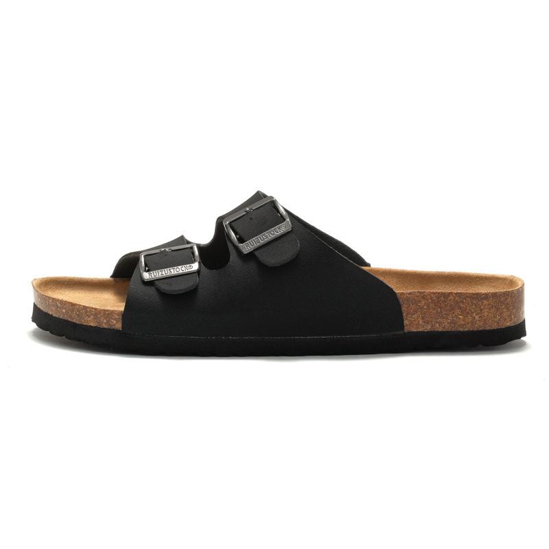 Product Introduction of High Quality Custom Logo Summer Men Sandals 2025 Leather Upper Cork Sole Slippers 6