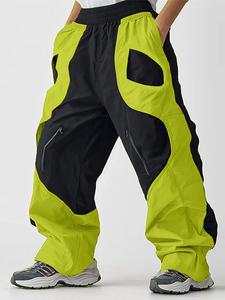 Men's Contrast Color Elastic Waist Pockets Pants, Casual Loose Wide Leg Trousers for All Season, Streetwear, Back To School, Fashion Men's Bottom for Daily Wear, Going Out Outfits, Tactical Joggers