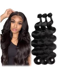 Body Wave Human Hair Bundles, Natural Black Hair Wefts for Fashion Weave, Natural Look Human Hair Bundles for Women