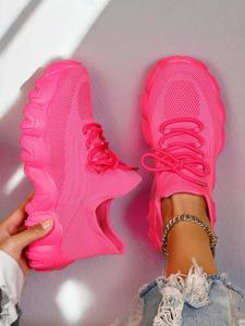 Lace-up Low Top Summer Sneakers, Trainers for Women, Trendy Casual Women's Back To School Workout Foot Wear, Comfortable Ankle Runner Shoes, Knit Training Athletic Sports Shoes, Gifts for Girlfriend, Walking Shoes