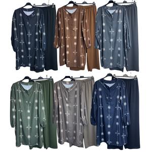 Ladies Printed Coord Set Collared Top and Wide Trousers Size 8-16