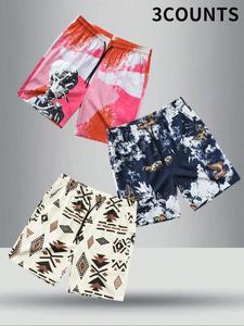 Men's Butterfly & Geometric & Skull Print Drawstring Waist Shorts, Regular Fit Casual Fashion Beach Shorts, Men's Bottoms for Summer