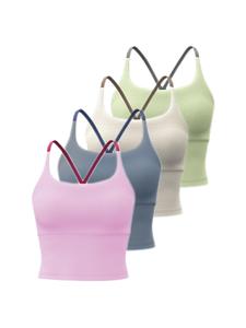 Sporty Women's Plain Criss Cross Sports Bra, Comfort and Durability Sports Crop Cami Top, Ladies Sportswear for Indoor Outdoor Wear, Gym Clothes