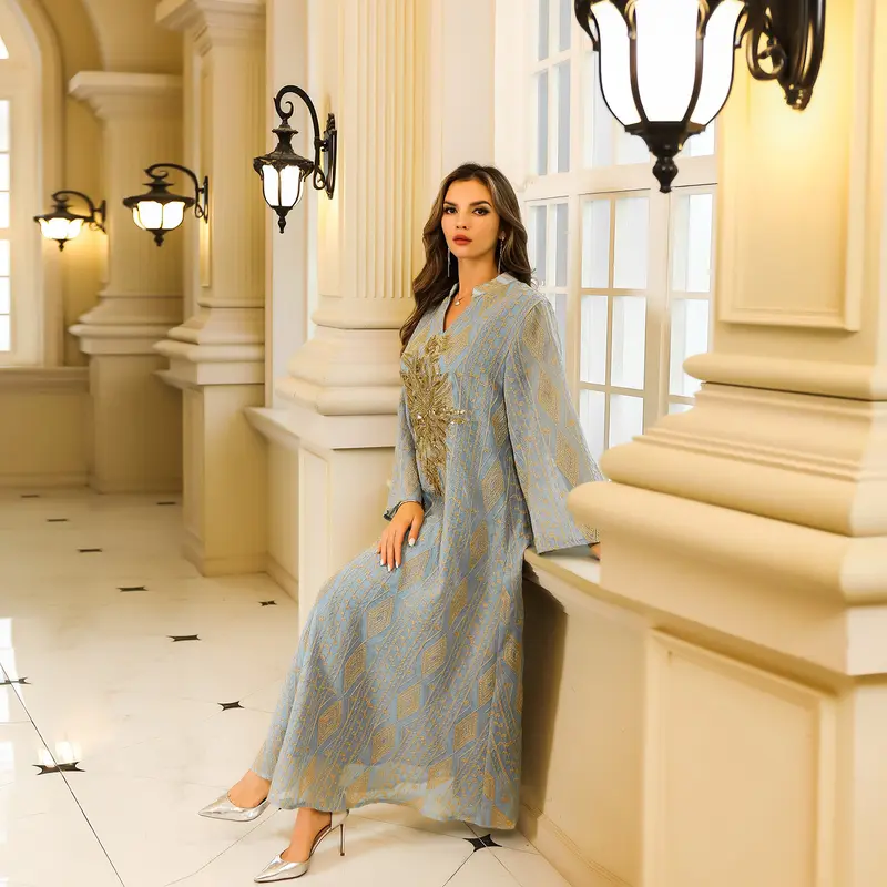 2025 Muslim Clothing Middle Eastern Abaya Women's Dubai Turkey Sequin Large Robe Dress open  abayas abaya  luxury  dubai 8