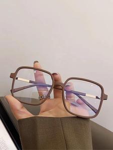 Unisex Simple Style Plain Color Stylish Square Frames Anti-blue Light Eyeglasses, Lightweight Frame Eyeglasses for Everyday Use, Fashion Accessories for Outdoor Activities