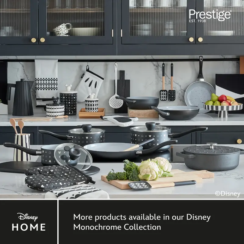 Disney Monochrome Mickey Mouse Cookware Set - 5 Pieces & FREE Apron 6