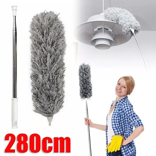 280cm Extendable Microfibre Duster for High Areas - Telescopic Dust Brush - Hand, Cleaning 0