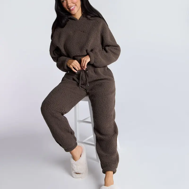 Boux Avenue Seamed Borg Lounge Set Hoodie and Joggers Sleepwear Loungewear 3
