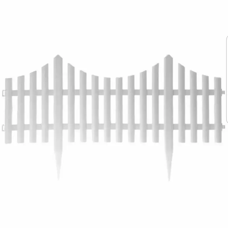4 White Plastic Wooden Effect Lawn Border Edge Garden Edging Picket Fencing Set 5