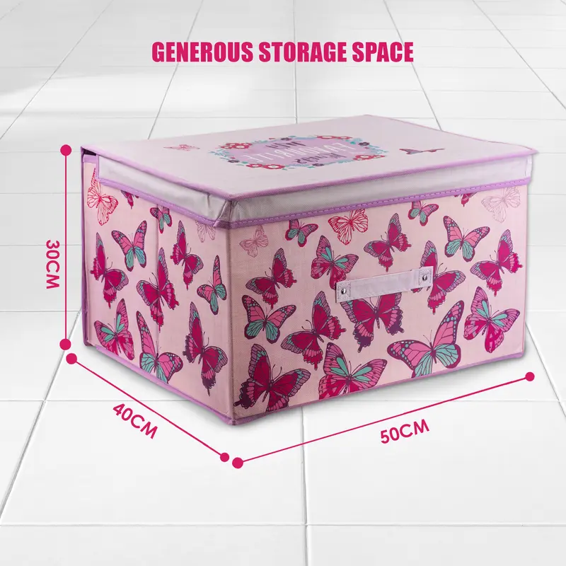The Magic Toy Shop Kids Room Storage Box with Butterfly Design Large Collapsible Foldable Lightweight Organiser 4