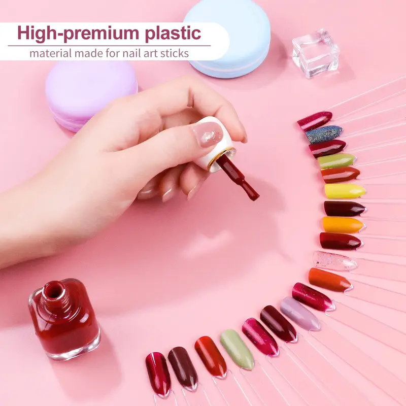 100 PCS Nail Swatch Sticks with labels, Clear Nail Display with Ring Holder, Nail Polish Practices Sticks, Nail Art Display for Nail Art Polish 6