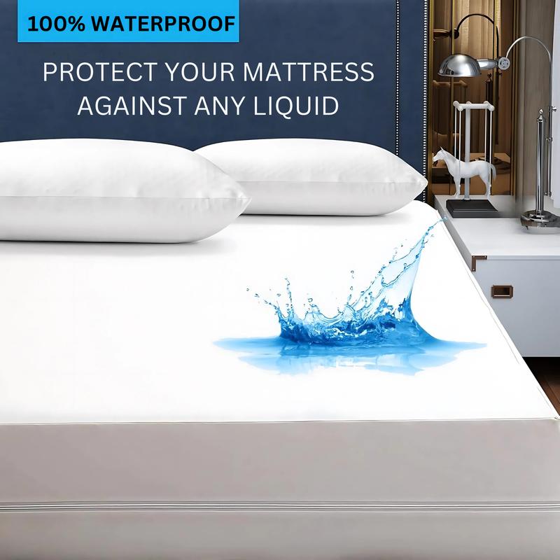 Waterproof 6 sided Encasement  Zipped Mattress Protector cover, Bed Bug Proof ,30cm Fitted Skirt for Kids and Adults Bedding White All Size 5