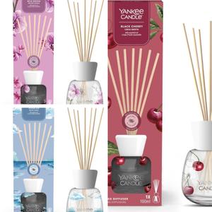 Yankee Candle Signature Reed Diffuser – Black Cherry, Wild Orchid, Ocean Air | Long-Lasting Fragrance | 100ml Aroma Diffuser for Home & Office | Up to 10 Weeks of Scent | Perfect Gift Glass Paradise Tropical Scented Perfume Flower candle  diffuser  set