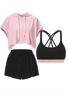 Running 3pcs Crisscross Back Sports Set Gym Clothes Workout Clothes, Workout Casual Wear