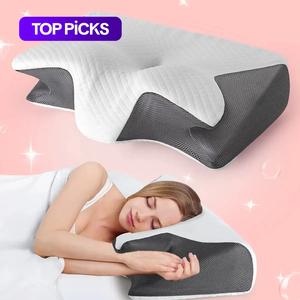 Memory Foam Breathable Neck Pillow, 1 Count Neck Pillow with Washable Pillowcase, Soft & Comfortable Pillow for Side, Back & Stomach Sleepers, Contoured Memory Foam