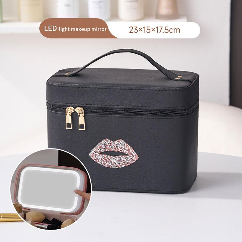 Cute Travel Makeup Bag Cosmetic Organizer Make up Case with Led Light Mirror UK~ 1
