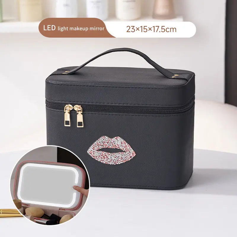 Cute Travel Makeup Bag Cosmetic Organizer Make up Case with Led Light Mirror UK~ 1