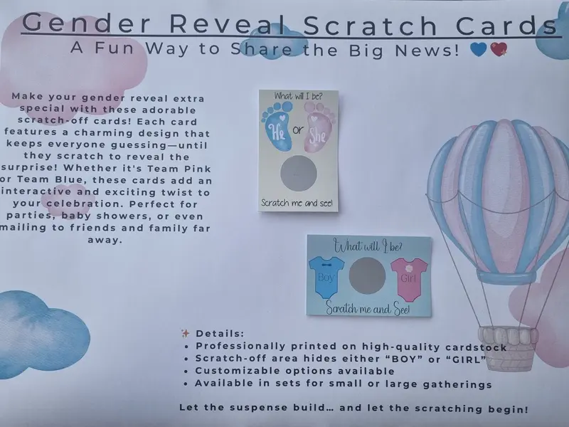 Gender Reveal Scratch Card- A Fun Way to Share the Big News! 0