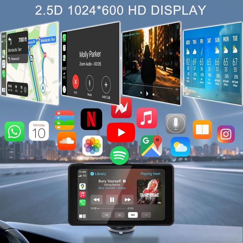 【UK SELLER 】7" Portable Wireless Car Stereo for Apple Carplay & Auto Screen, HD TouchScreen Auto for Cars, Car ScreenCarplay, Car Radio Receiver with BT, FM,AUX, Back to School Supplies car playscreen dash camera 3