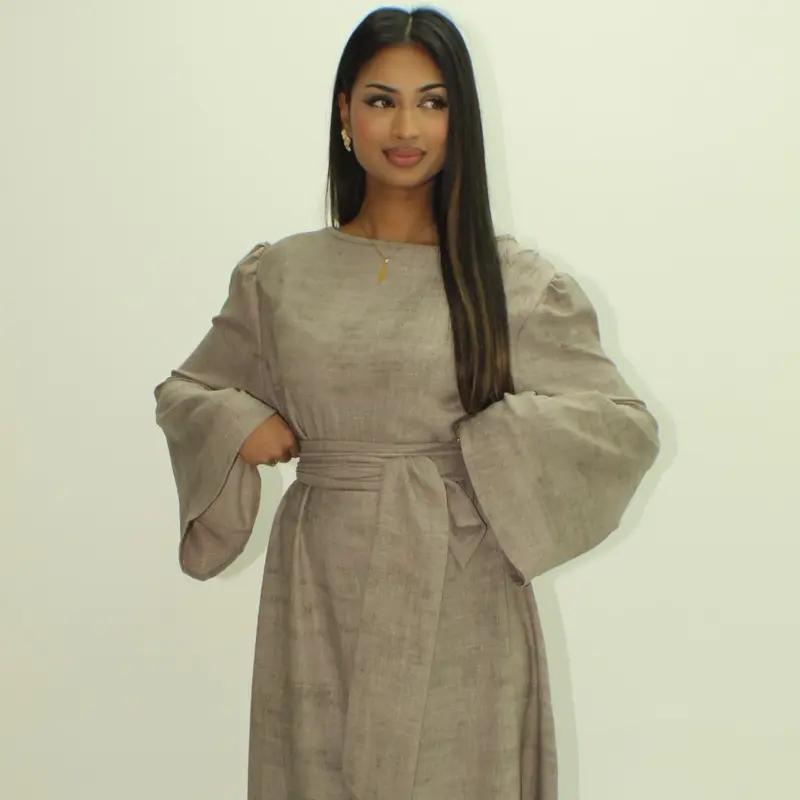 BERBISH marble print  dress with belt Womenswear Long Sleeve Summer spring dress Breathable Comfortable Fits Fashion 1
