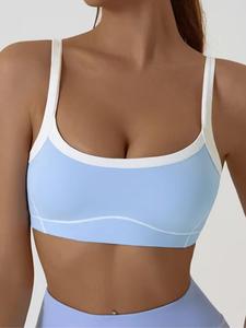 Women's Colorblock Print Sports Bra, Breathable Comfortable Sports Bra, Ladies Sportswear for Indoor Outdoor Wear