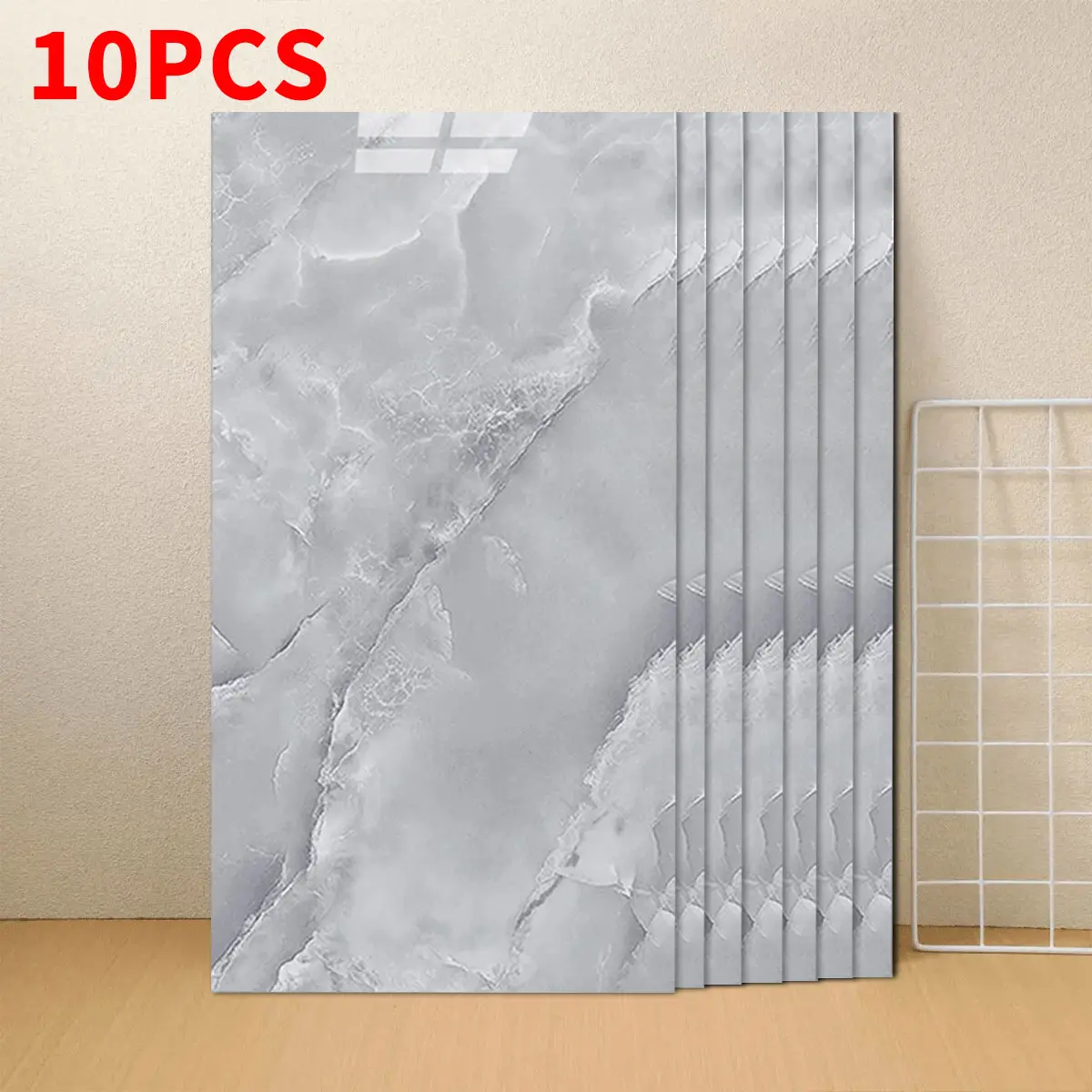10X Grey Marble Bathroom Wall Panels Shower Wet Wall PVC Ceiling Cladding Decor wall  sticker panel  wallpaper  self  adhesive