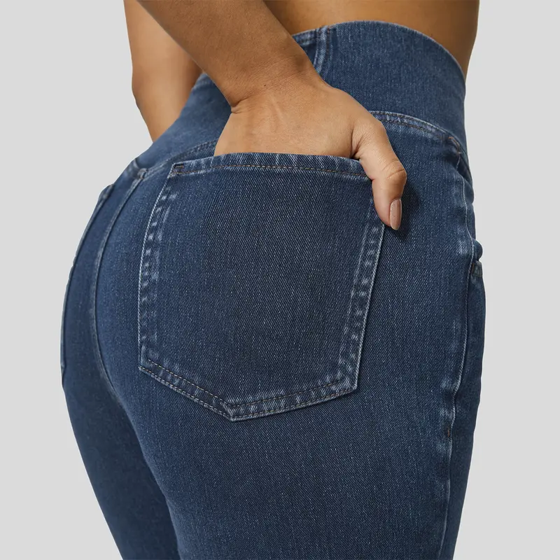 Halara Women's Flex High Waisted Crossover Super Flare Knit Jeans with Pockets - Stretchy Casual Fit, Minimalist Streetwear Style #DealDrops  #Summer #TravelTok 4
