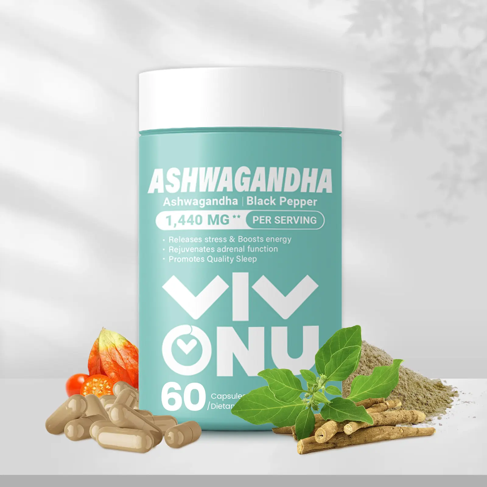 VivoNu Ashwagandha & Vitamin D - MixedBerry,  Vegan, Plant Based, Non-GMO,Gluten-Free & Gelatin Free.