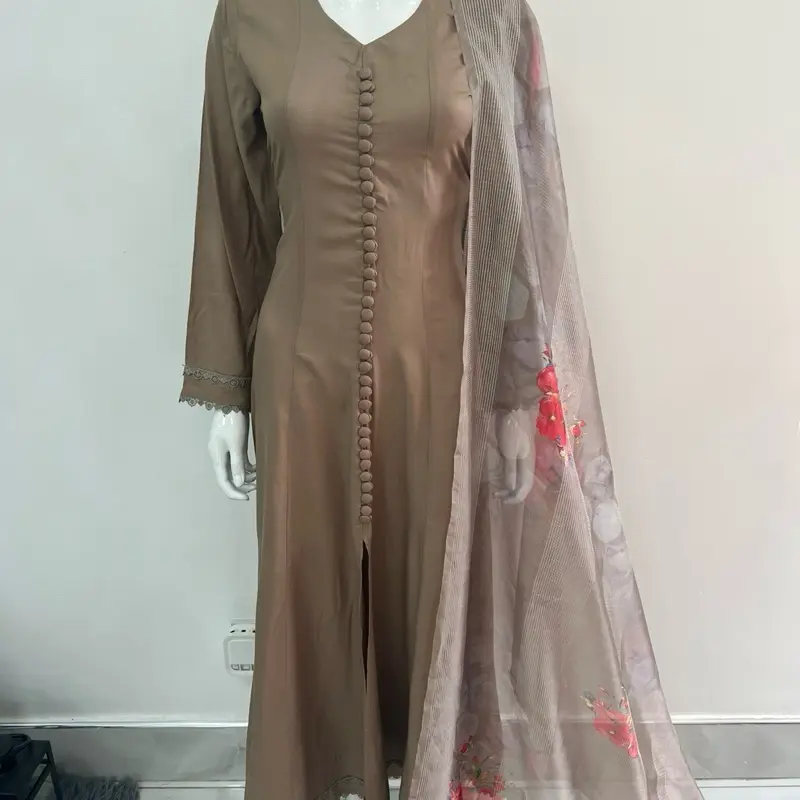 Hiba long maxi dress on linen material Beige colour