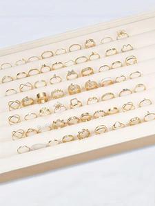 Elegant Retro Metallic Stackable Ring Set, 2024 Summer Mixed Design Cuff Rings, Fashion Band Engagement Rings, Vintage Jewelry Women's Summer Accessories 2024 without Box Gift, Cute Gifts for Girlfriend