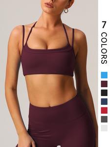 1 PCS Women Fitness Bra High Elastic Thin Strap Halter Neck Sports Running Yoga Bra, Gym Workout Wear, Yoga Gym Activewear