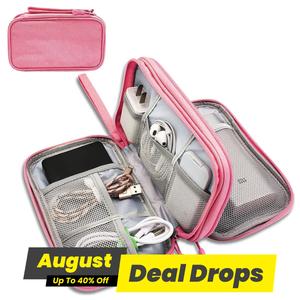 Portable Multi-grids Storage Bag, 1 Set Waterproof Travel Cable Storage Bag, Compact Cable Organizer for Home Office Travel Summer Vacation, Travel Accessories