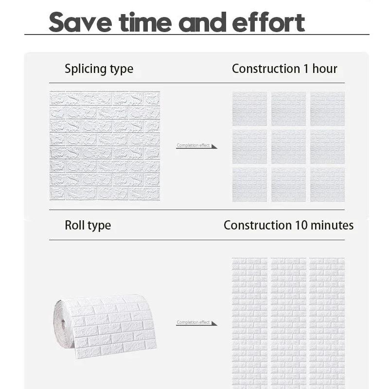 Product Introduction of 3D Foam Brick Wall Panels Stickers Self Adhesive Waterproof Living Room Wallpaper Wall Decal Home Decor Wallcovering TV Backdrop ( 70CM X 5m ) 11