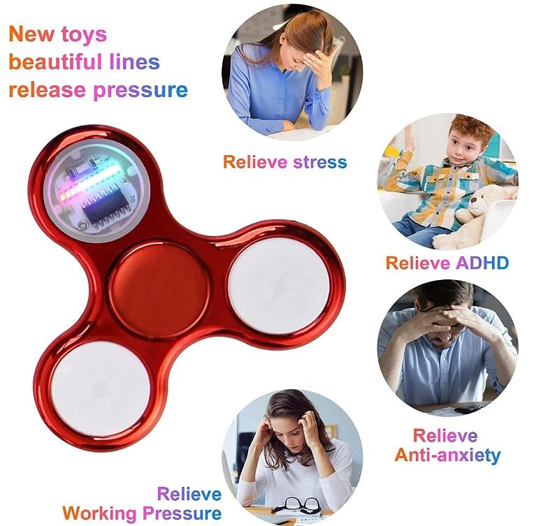 4 Pieces Fidget Spinners for Kids and Adults - Stress Relieving Sensory Toys for Boys and Girls - Perfect Gifts for Fidget Spinners Parties 4
