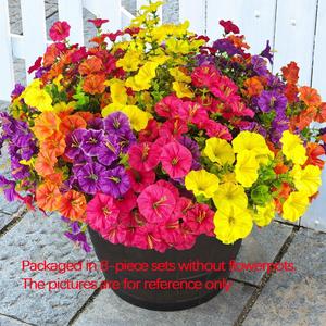 Artificial Fake Flowers Plants for Outdoor Outside Spring Summer Decoration, Colorful Morning Glory UV Sun Resistant Realistic Faux Flower for Planter, Fruit, Plastic Floral Plant