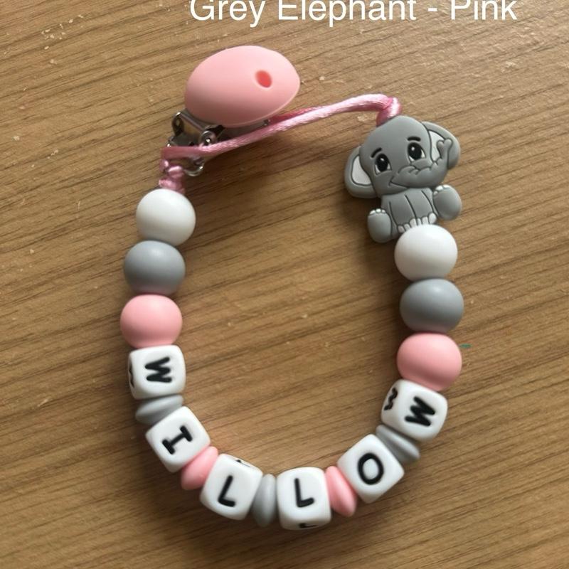 Elephant Charm Silicone Dummy Clip for Babies 2