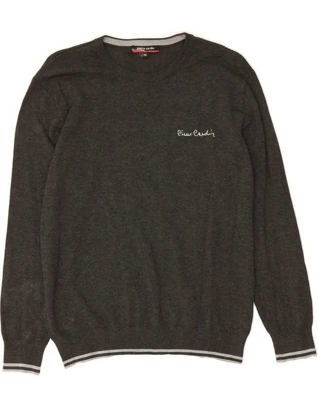 Pre-Owned Vintage PIERRE CARDIN Womens Crew Neck Jumper Sweater UK 20 2XL Grey Viscose 1