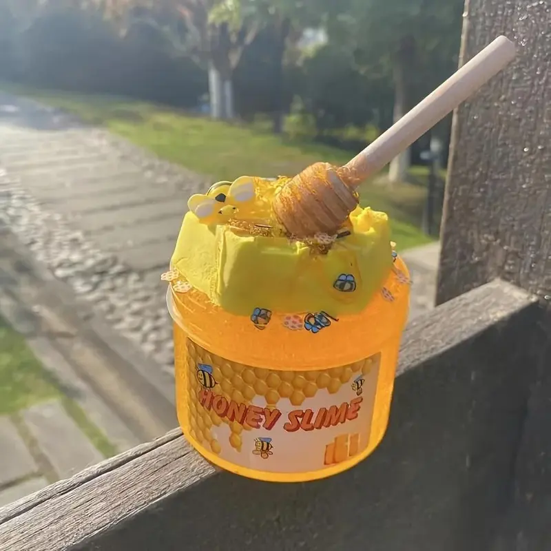 2025 New Honeycomb Slime Toy DIY Yellow Transparent Honey Slime Set Simulated Handmade Clay Toy Stretchy Toy Squishy Toy Gift for Kids 5