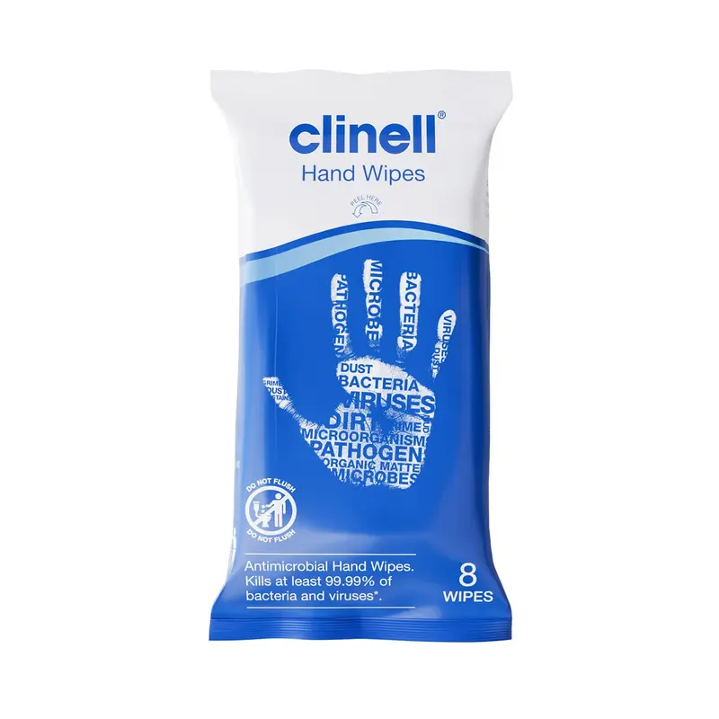Clinell Antimicrobial Hand Wipes Ideal for Travel - 20 Packs of 8 Wipes - Dermatologically Tested, Kills 99.99% of bacteria & viruses 7