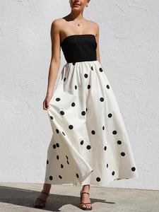 Women's Polka Dot Print Tube Dress, Casual Fashion Strapless Dress for Daily Holiday Vacation Wear, Ladies Dress for Summer