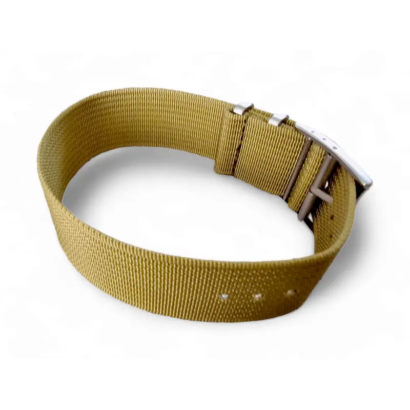 Ribbed Military Tudor Style Buckle Premium Nylon Watch Strap Band 20mm 22mm Khaki Beige 6