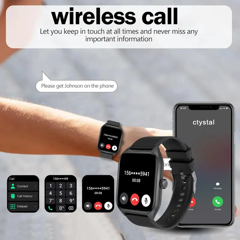 AI Voice Assistant Smart Watch for Men Women, 1.96'' HD Screen Activity Trackers with 100+Sports/ Sleep/ Heart Rate Monitor 3