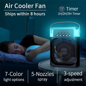 3-in-1 Portable Humidifier Fan & Air Conditioner with USB Electric Fan LED Night Light Water Mist Air Cooler for Home & Office