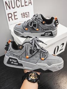 Men's Fashionable Lace Up Skateboarding Shoes, Casual Comfortable Breathable Sports Running Shoes, Male All-match Round Toe Shoes for Daily Wear, Outdoor Sneakers