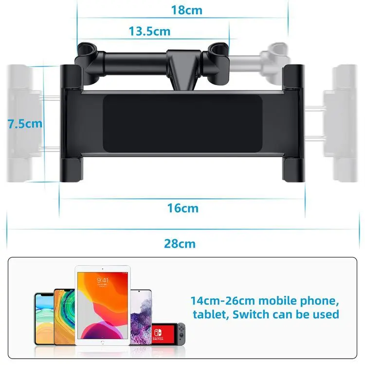 Car Headrest Tablet Mount, 1 Count Car Headrest Phone Holder, Car Phone Holder, Car Phone Hanging Rack, Flexible Adjustable Car Tablet Holder, Car Interior Accessories, Phone Accessories, Car Items 8