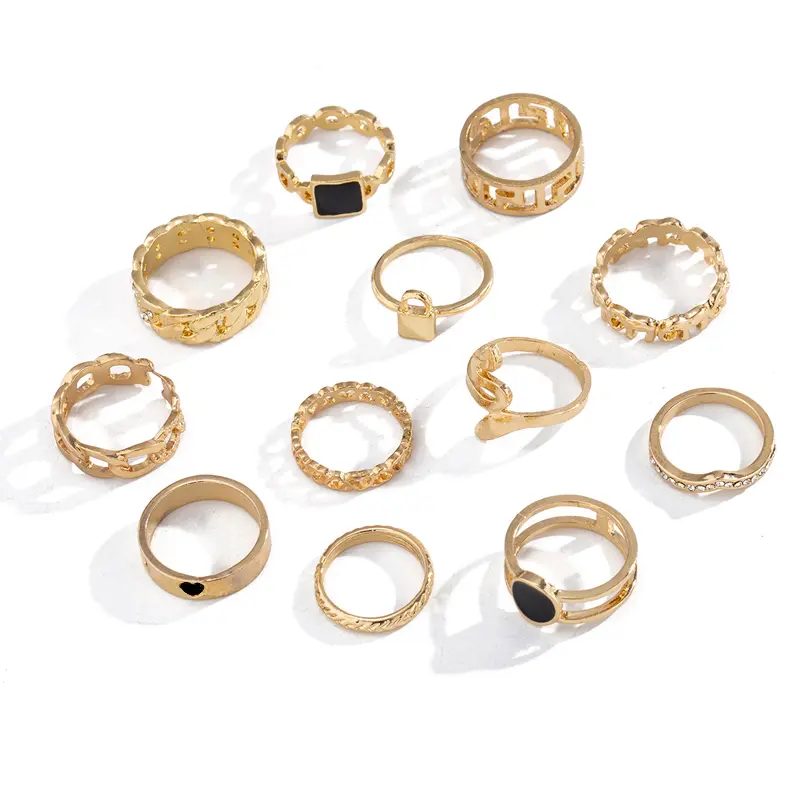 12Pcs Stackable Ring Set - 2025 Y2K Hip Hop Jewelry for Women | Minimalist Boho Finger Rings | Gold Silver Aesthetic Statement Accessories 7